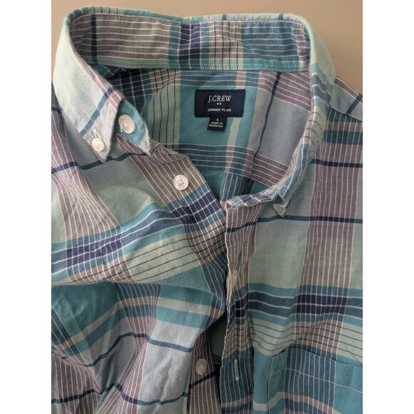 J Crew Men's Shirt Small Pastel Blue Summer Plaid Long Sleeve Button Down #40732 - Picture 7 of 13